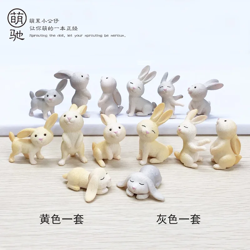 PVC 3D Cute Rabbit Shaped Car Ornament DIY Micro Landscape Succulent Horticultural Cake Decoration Landscape Doll