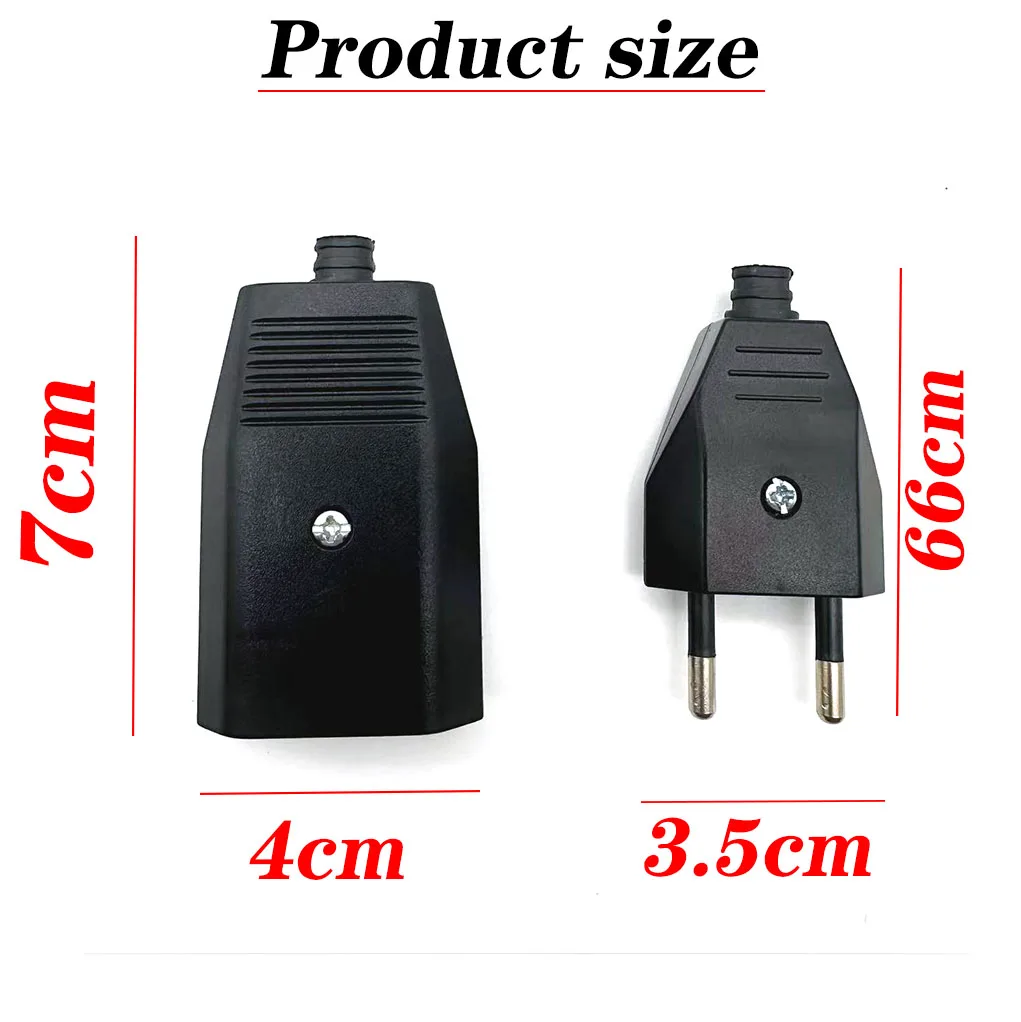 

EU Standard Male Female Wiring Plug Replacement Rewireable Hole Socket Power Extension Cord Plug Outlet Euro Connector