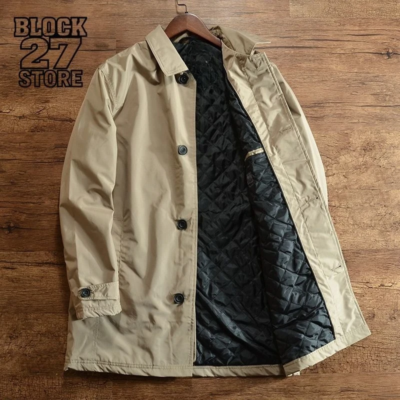 

Mens Jacket Harajuku Winter Padded Warm Mid Length Trench Coat Cotton Overcoat Casual Streetwear Outerwear Fashion Style for Men