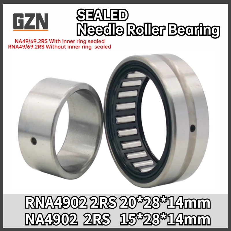 

2PCS Sealed Needlr Roller Bearing With Or Without Inner Ring NA 4902.2RS 15*28*14M Spinning FrameM RNA4902.2RS 20*28*13MM