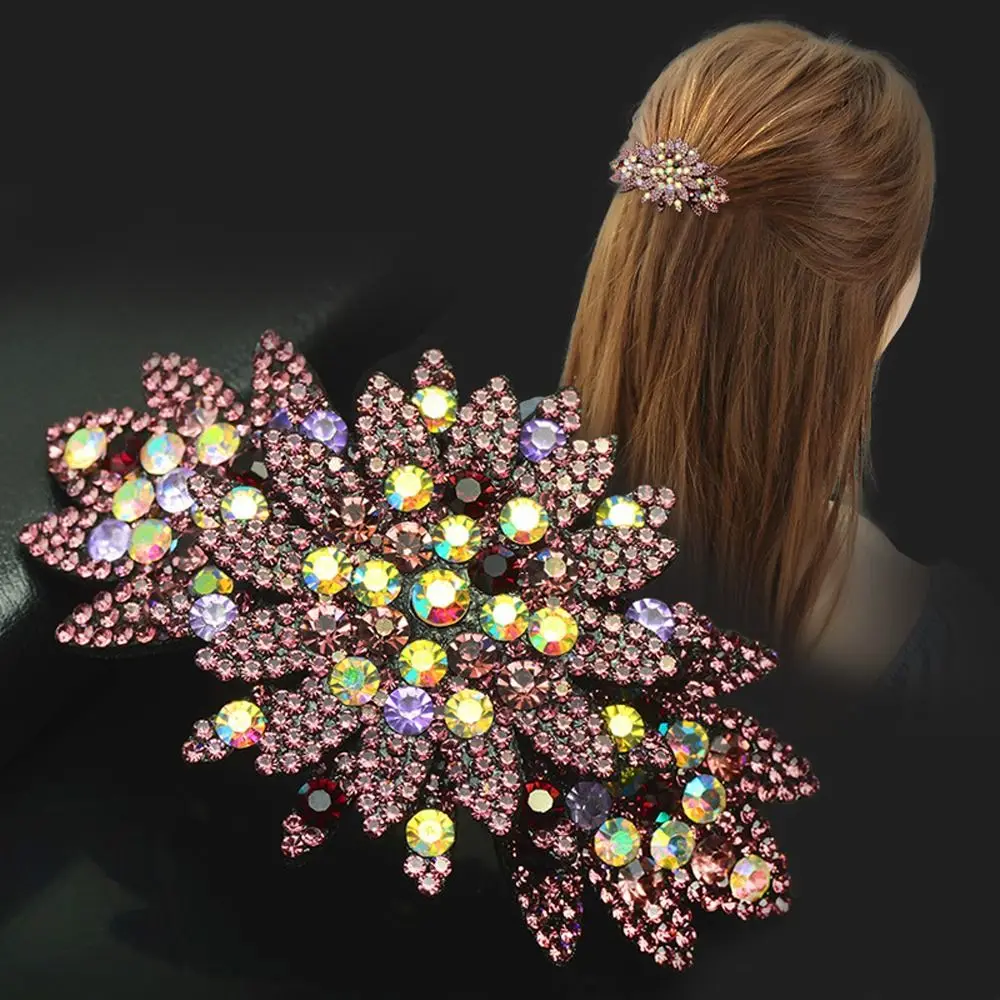 Elegant Alloy Flower Headwear Girl Gift Rhinestone Ponytail Hair Clip Large Hair Clip Women Spring Clip Korean Style Hair Clip