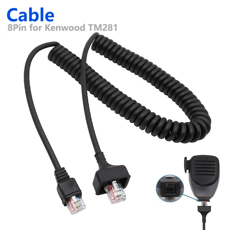 8Pin Speaker PTT Mic Microphone RJ45 Cable for Kenwood TM281 TM481 TM271 TM471A TK868 TK-868G MC-59 KMC-30 KMC-32 KMC-35 NX900
