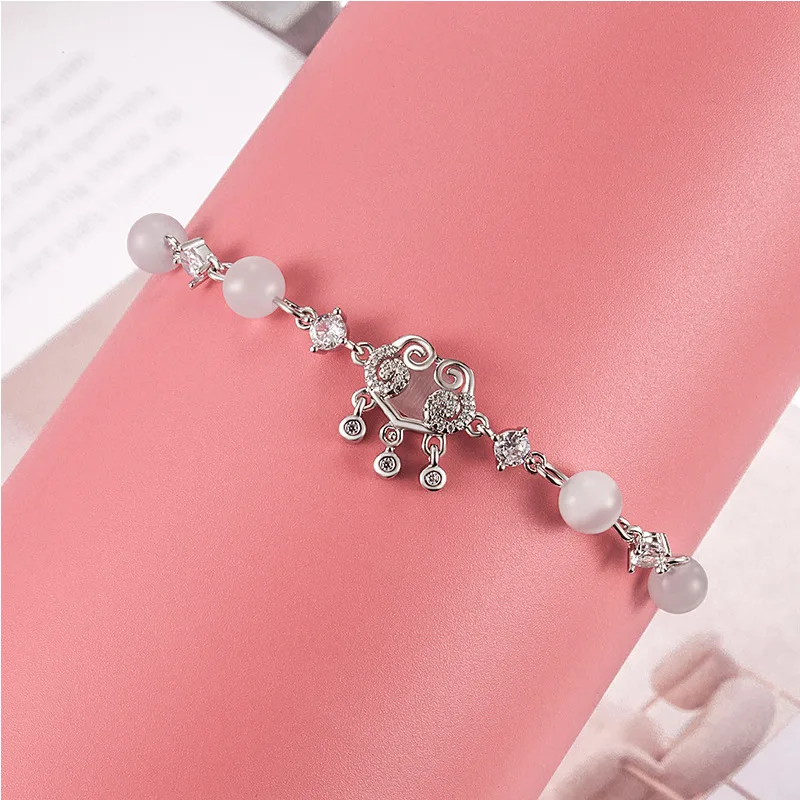 Опаловый браслет с замком мира, женская мода, ретро-мода, универсальный темпераментный браслет Ins Push-pull