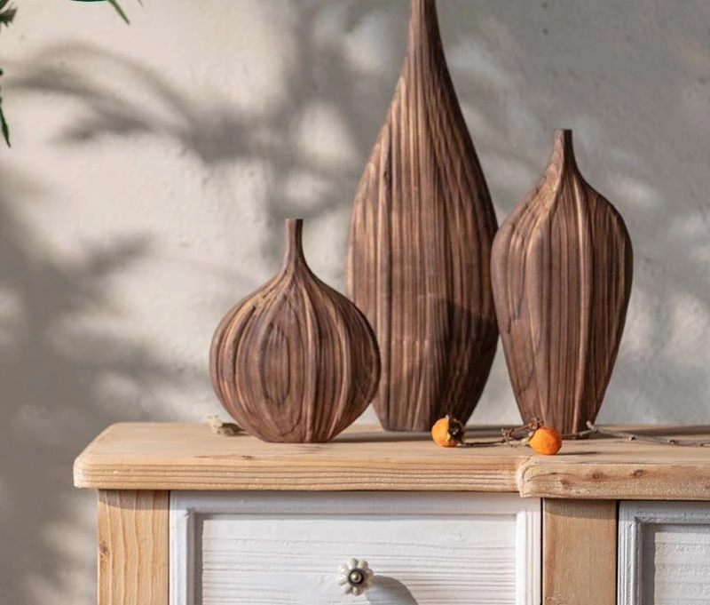 

Medieval style combination vase ornament Zen solid wood desktop dry vase wabi-**** wind living room flower arrangement homestay