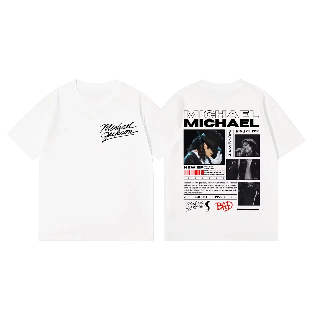 2026 Summer New Vintage Style Classics Michael Jackson Graphic T Shirts Fashion Rock Vintage Short Sleeve T-shirt Men Women