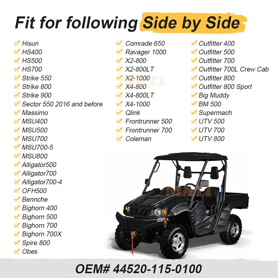 HiSun ​​Massimo Supermach Bennche Big Muddy Qlink Coleman UTV 400 500 700 800 900 44520-115-0100 용 브레이크 마스터 실린더 펌프