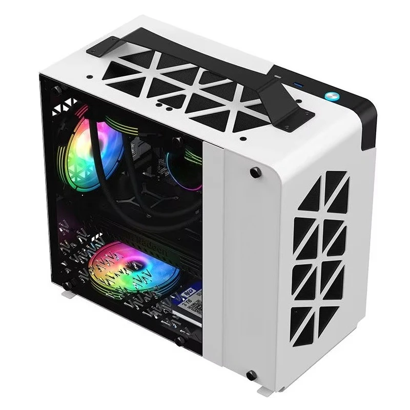 In‑Stock Portable MATX Gaming PC Case, Full‑Transparent Side Panel, Water‑Cooling Supported, Mini Desktop Empty Chassis