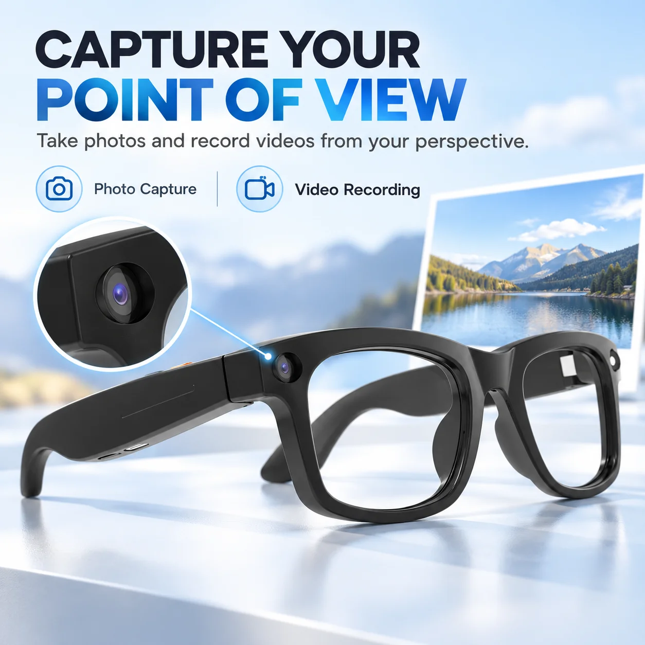 AIMB-G9 AI Smart Camera Glasses 8MP 1080P Recording Real-time AI Translation 2000mAh Charging Case Vlog