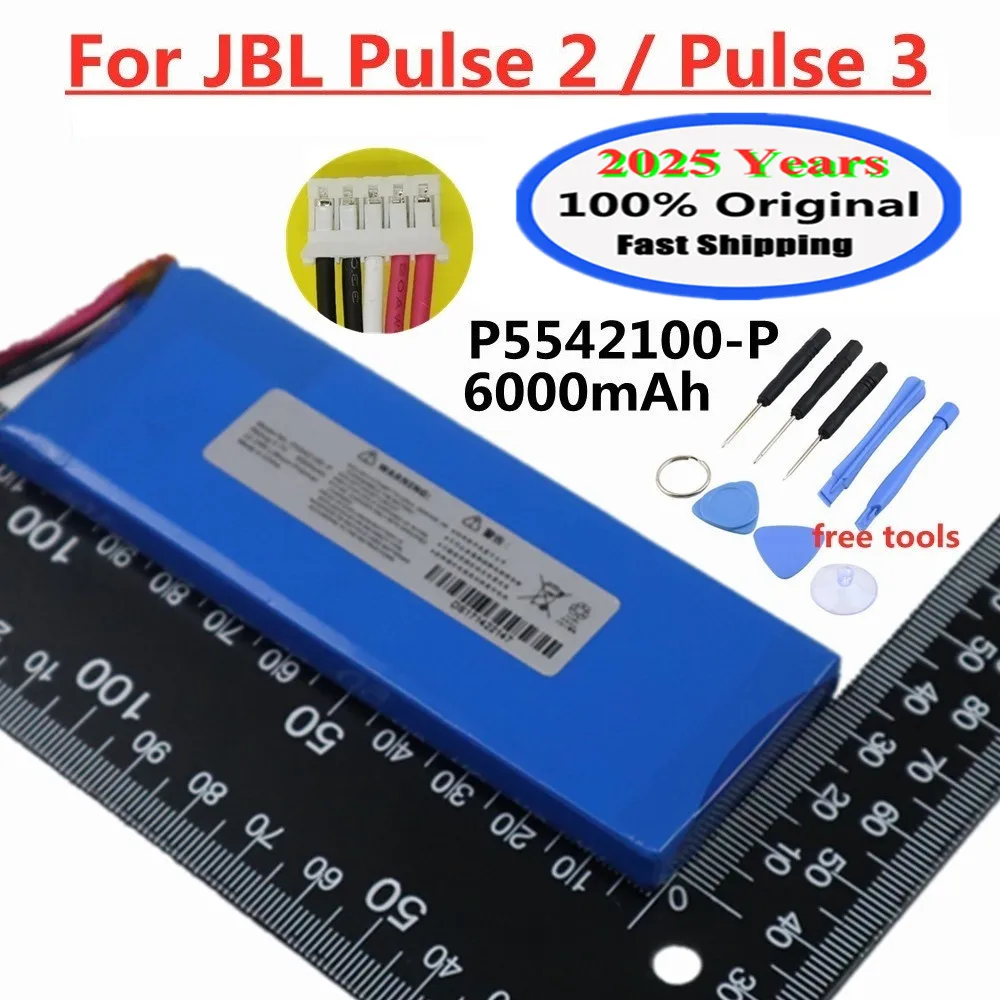 2025 Years New Original Player Speaker Battery For JBL Pulse 2 Plus 3 Wireless Bluetooth Bateria 6000mAh P5542100-P Fast Deliver