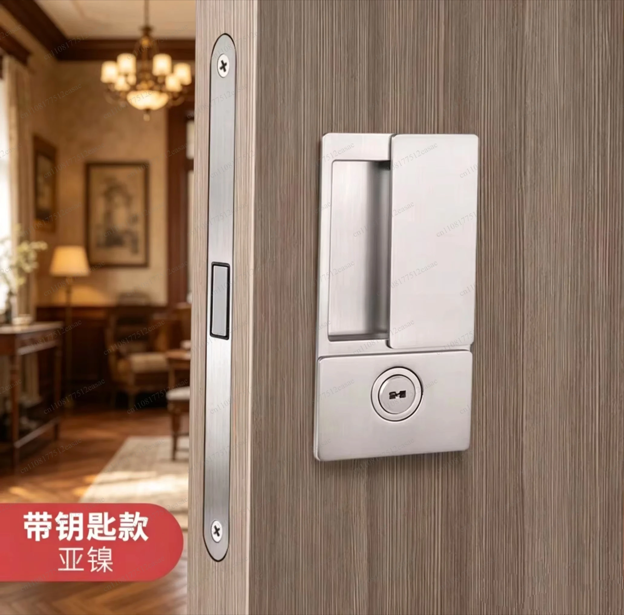 Recessed Door Lock Simple Flat Lock Silent Interior Door Black Bedroom Wood Furniture