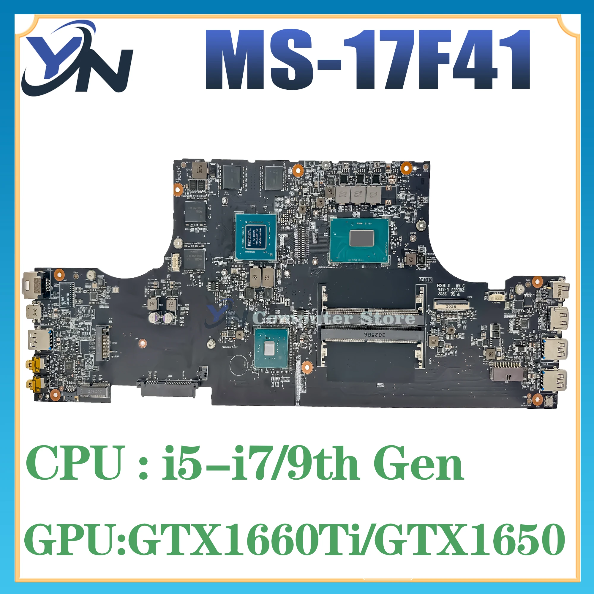 

MS-17F41 Laptop Motherboard For MSI MS-17F4 GF75 I5-9300H I7-9750H GTX1650TI GTX1650 Mainboard 100% Test Ok