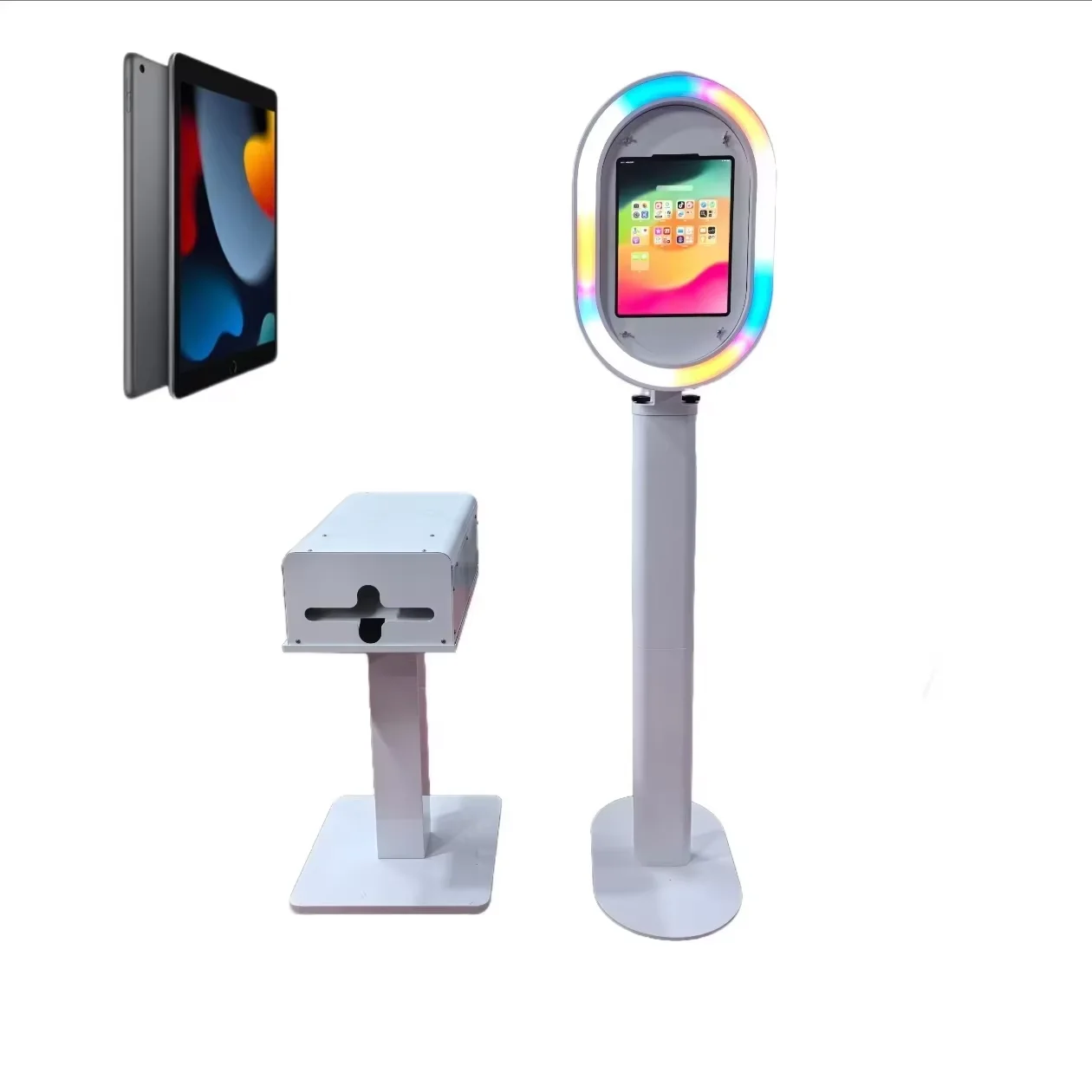 

2025 Ipad Photo Booth Portable Selfie Oval Mirror Panel Ipad Dslr Pro 12.9 Photo Booth with Flying Trunk