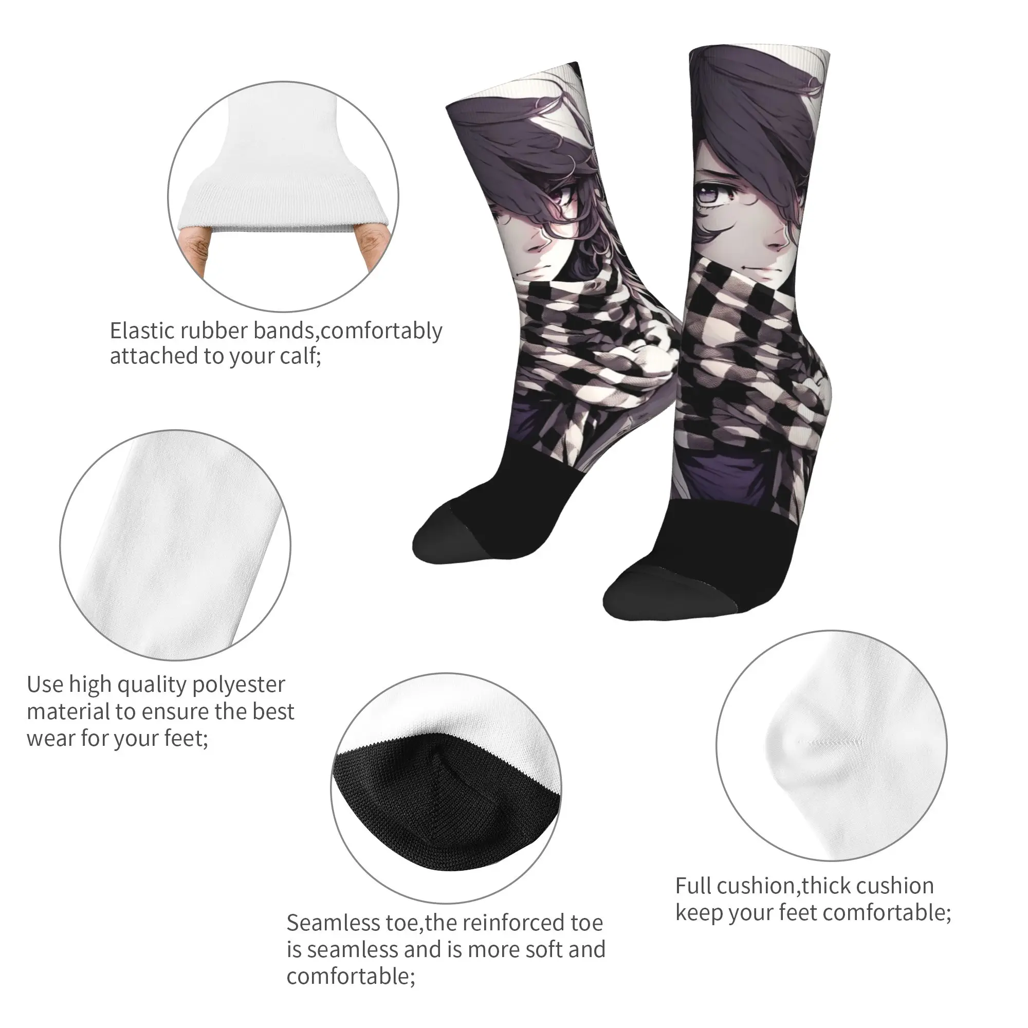 Fashion Men's Socks Casual Kokichi Manga Collection Sock Polyester  Graphic Women Sock Spring Summer Autumn Winter
