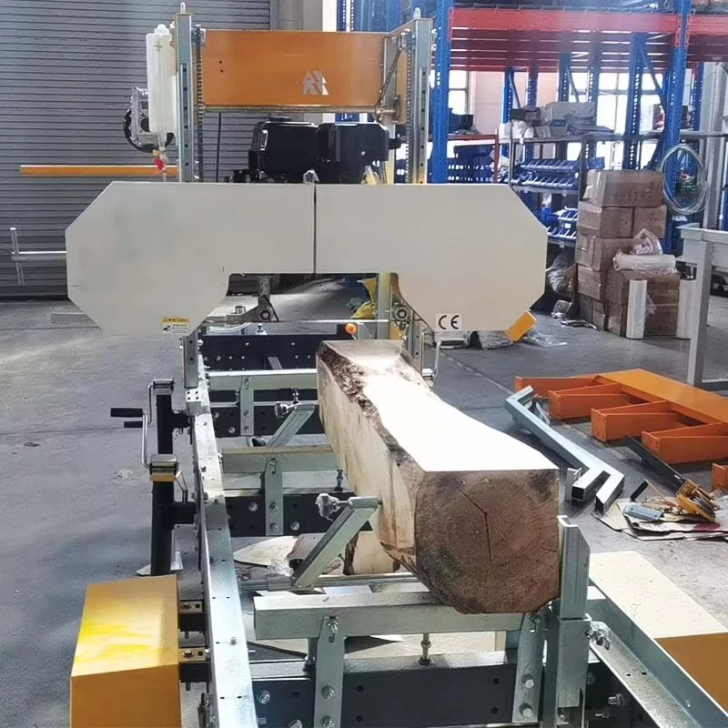 Horizontal Band Sawmill Semi Automatic Wood Cutting Saw Woodworking Mobile Trailer Mounted Sawmill for Sale