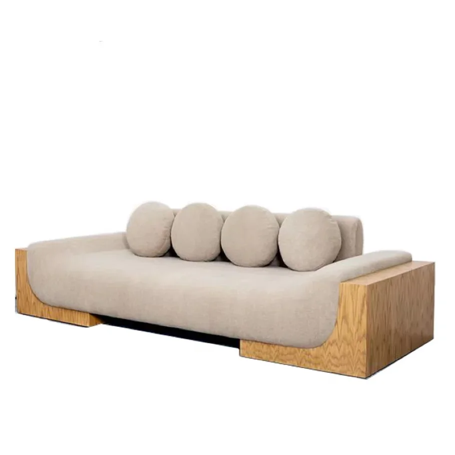 Nordic design Modern Solid Wood Sofa Set White Boucle Sofa Wabi Sabi Furniture INS Style Home Living Room