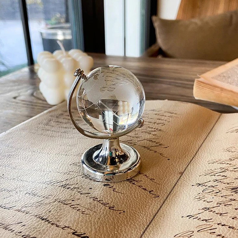 Ins Mini Crystal Globe trasparente Earth Globe Ball ornamento in miniatura giocattoli educativi decorazioni per la casa regalo decorazione per ufficio