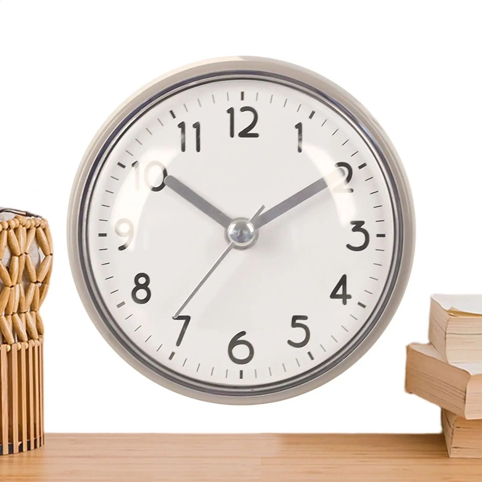 Shower Anti Fog Waterproof Mini Small Table Decoration Kitchen Living Bathroom Room Wall Clock Toilet Round Sucker Decor Art