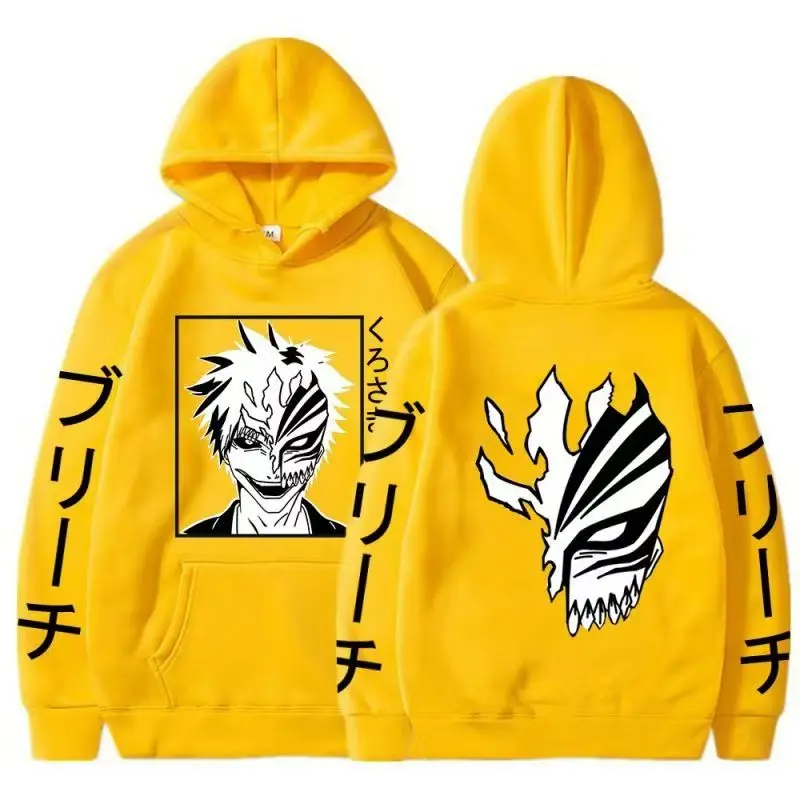 Anime BLEACH Kurosaki Ichigo Print Kapuzenpullover, Unisex, Cartoon-Pullover, lässiger Langarm-Hoodie für Männer und Frauen, Anime-Fans – Detail 6