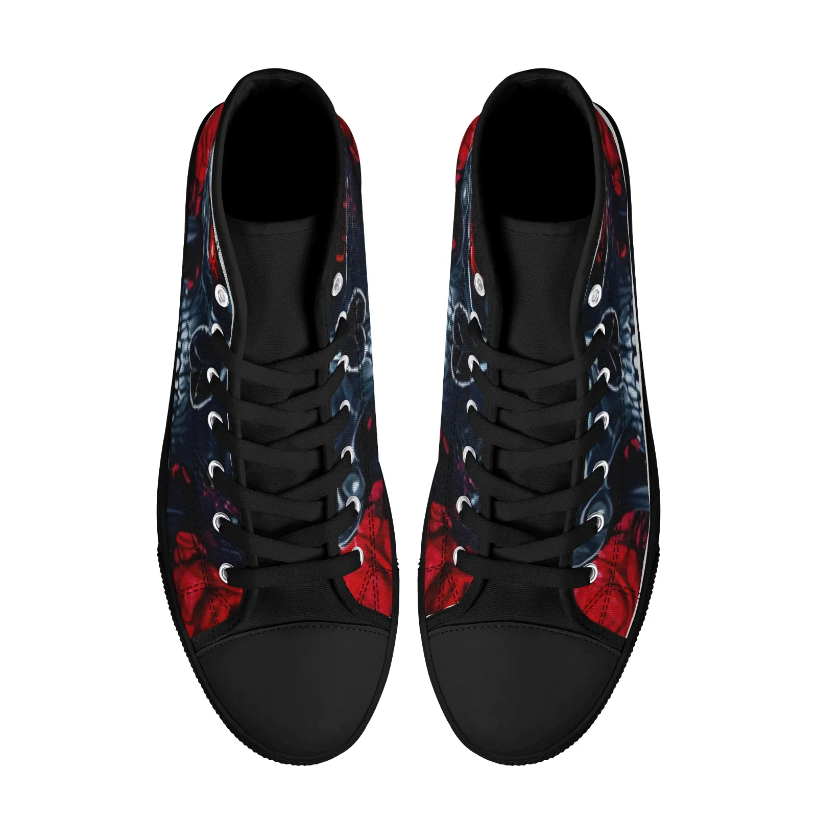 Custom Shoes Boys Girls Vulcanized Shoes Classic High Top Canvas Shoes Gothic Skull Floral Female Flats Sneakers Footwears - view 5