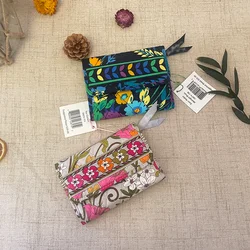 VB-cartera pequeña de algodón con estampado ecológico para mujer, monedero plegable para tarjetas