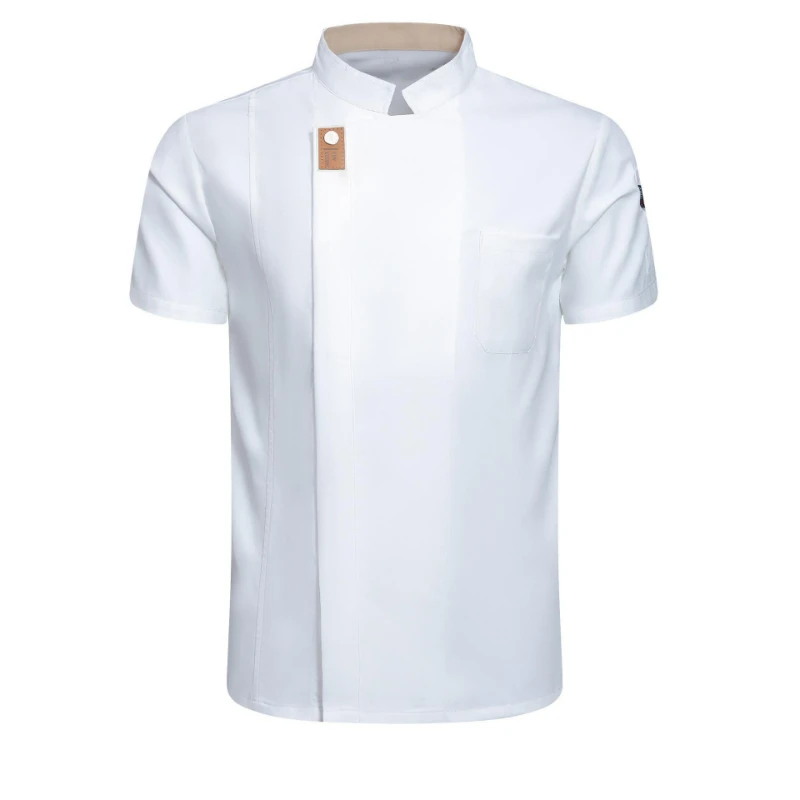 Jaqueta Chef manga curta para homens e mulheres, camisa de cozinheiro, parte superior do restaurante, uniforme de garçom, novo, 2020, 2024