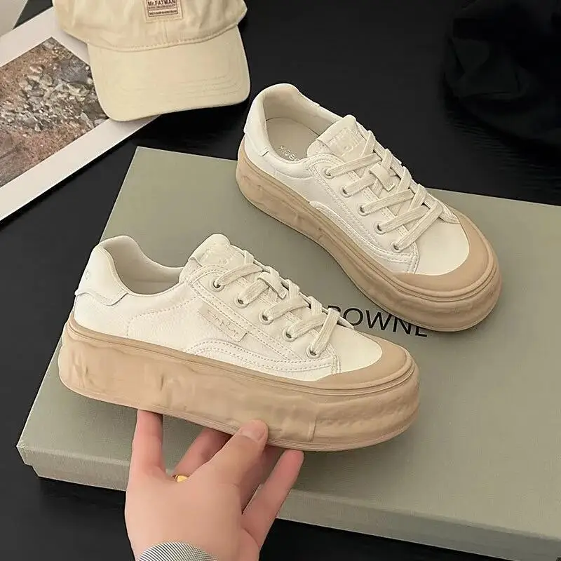 

Весенние белые лоферы 202, женские кроссовки, спортивная обувь из мягкой кожи, удобная утолщенная подошва для коротких девочек ​