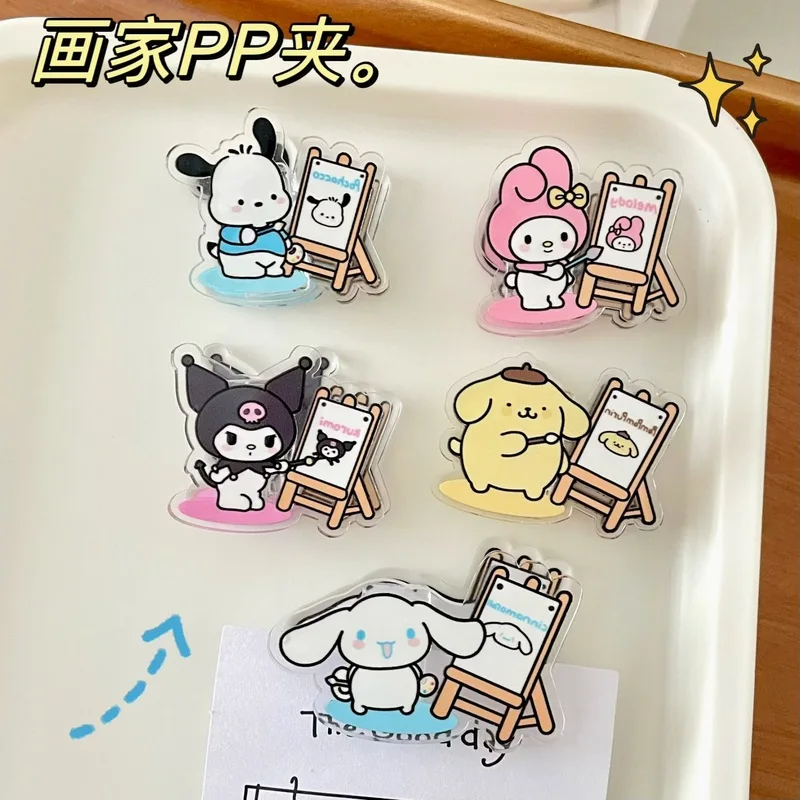 

2024 New Sanrio Kuromi Double-sided Cartoon Glossy Oil Relief Pacha Dog Sealing Clip Cartoon Cute Mixed Wholesale Pp Note Clip