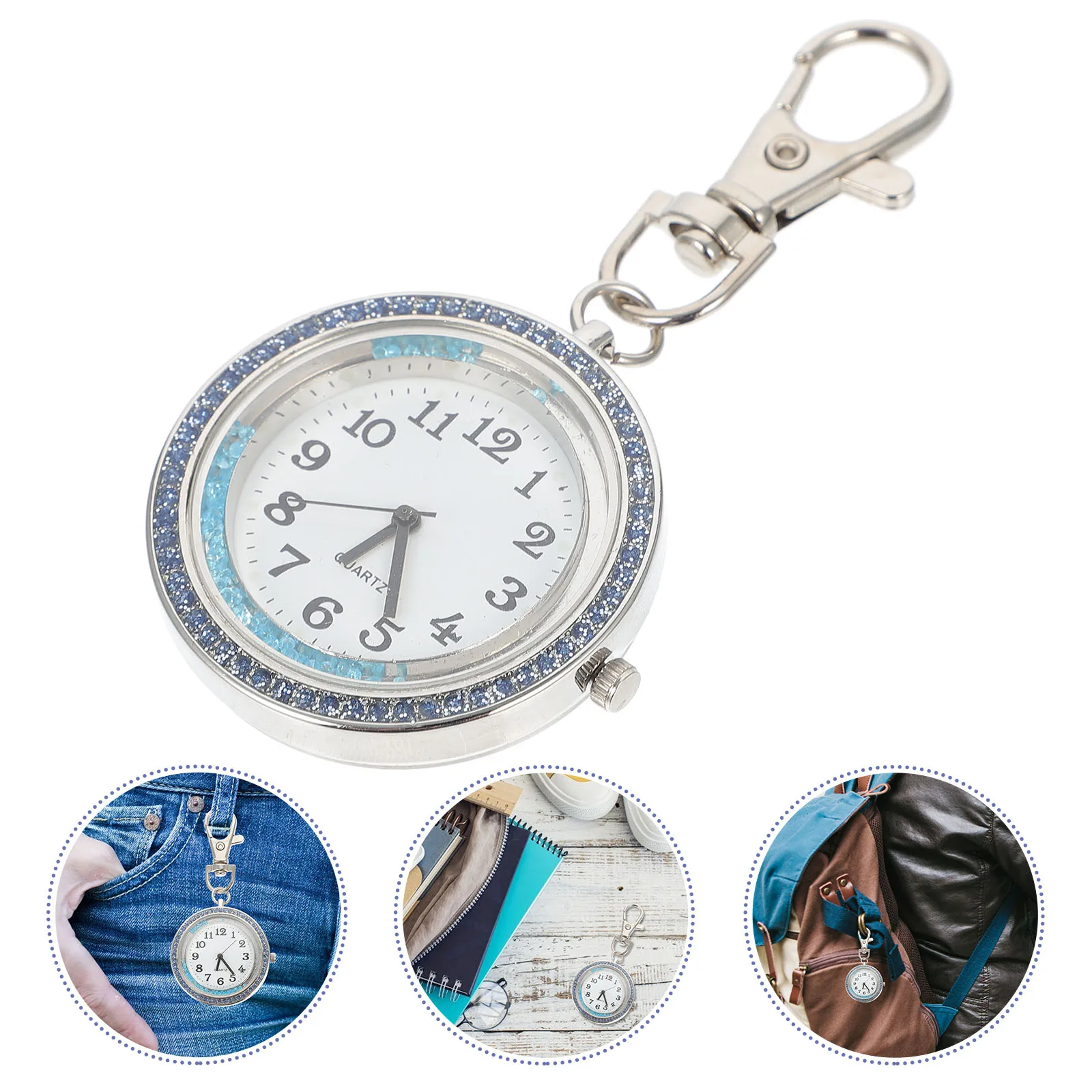 Rhinestone Hanging Doctor Watch Keychain Accessory Quartz Doctor Quartz Pocket Watch Student Nurse Gift Stainless Glass