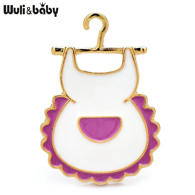 Wuli&baby Cute Cartoon Apron Brooches For Women 2-color Enamel Lovely Dress Party Casual Brooch Pins Gifts