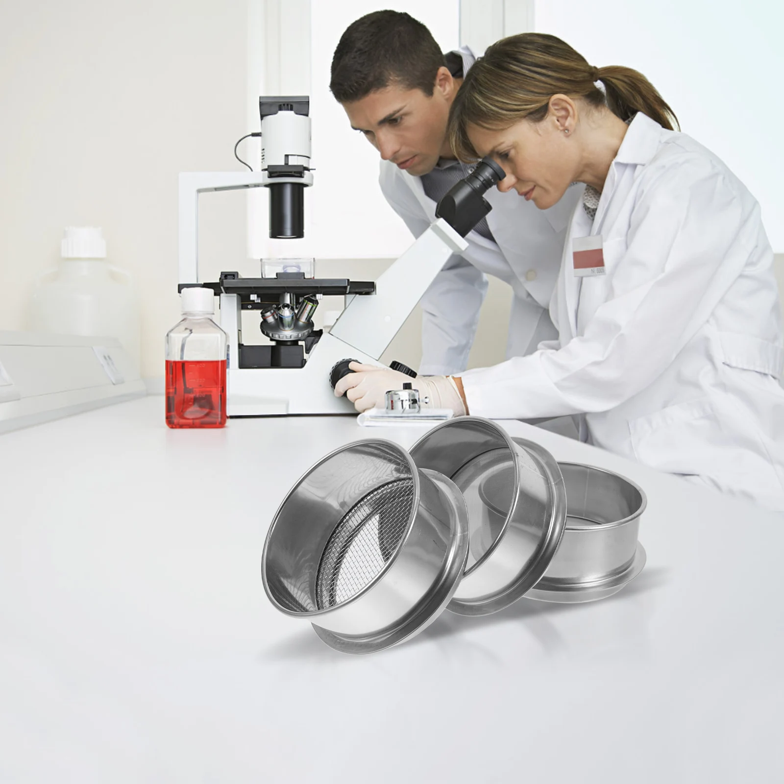 

3 Pcs Stainless Steel Sieve Lab Tools Inspection Test Separation Powder Sifter Soil Strainer Sand Kitchen Mesh