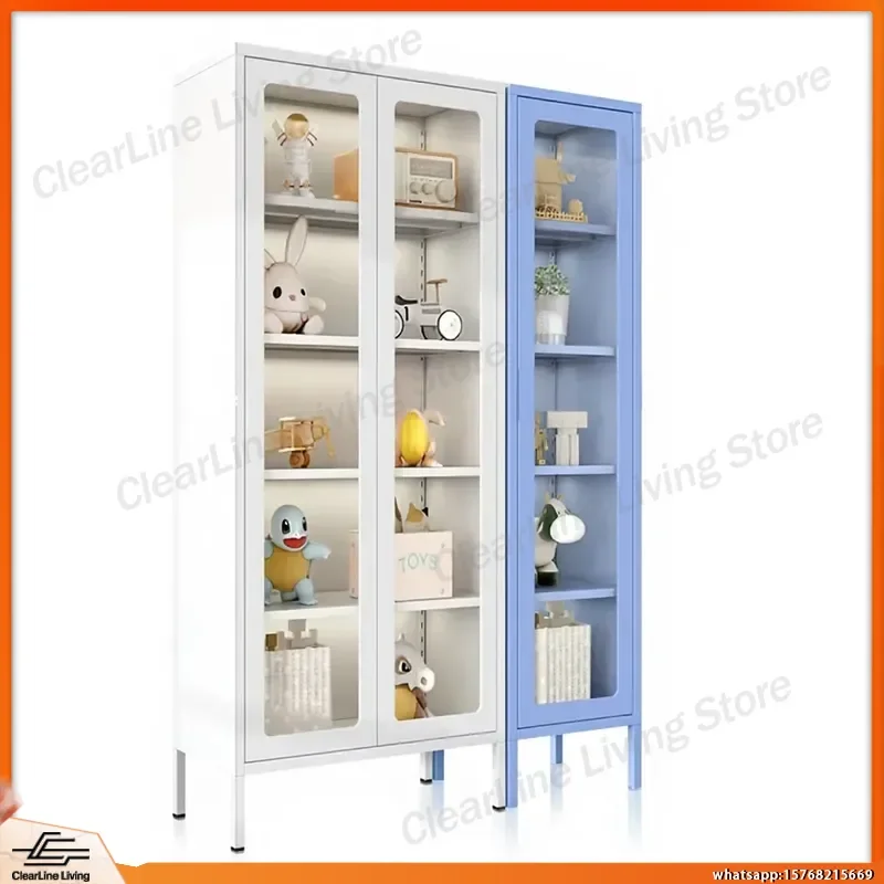Modern Minimalist Bamboo Bookcase with Glass Doors Wall Mounted Floor to Ceiling Bookshelf for Living Room Home Office