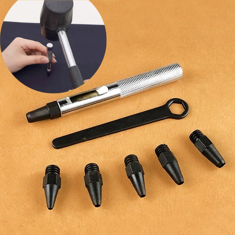 Replaceable Head Style Leather Product Punching Round Punch DIY Leather Craft Backpack/waist Belt/shoe Punch Round Hole Tool