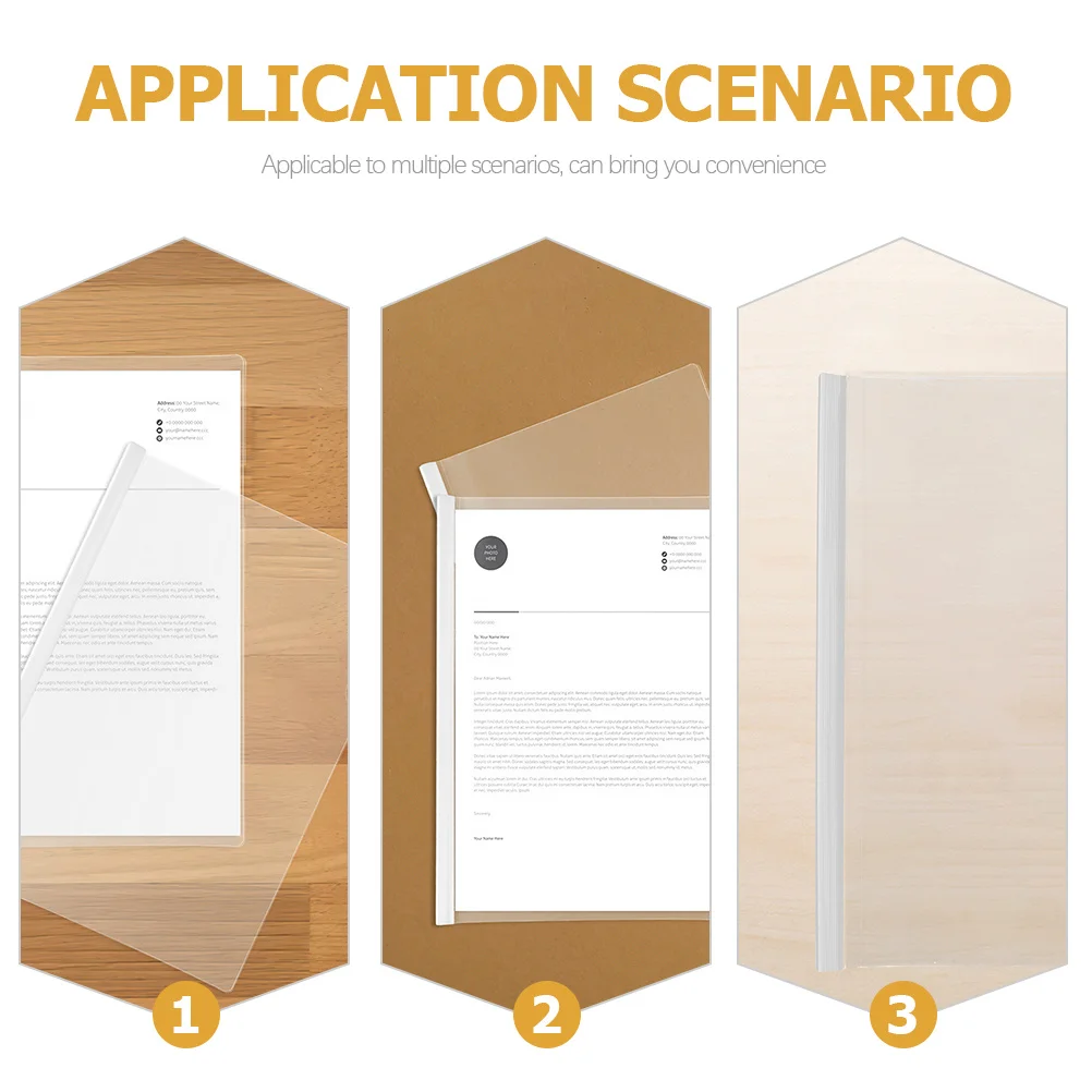 20 قطعة يغطي تقرير شريط منزلق مجلدات المستندات البلاستيكية الشفافة لمكتب طالب المعلم ورقة المنظم ملف المشابك #6
