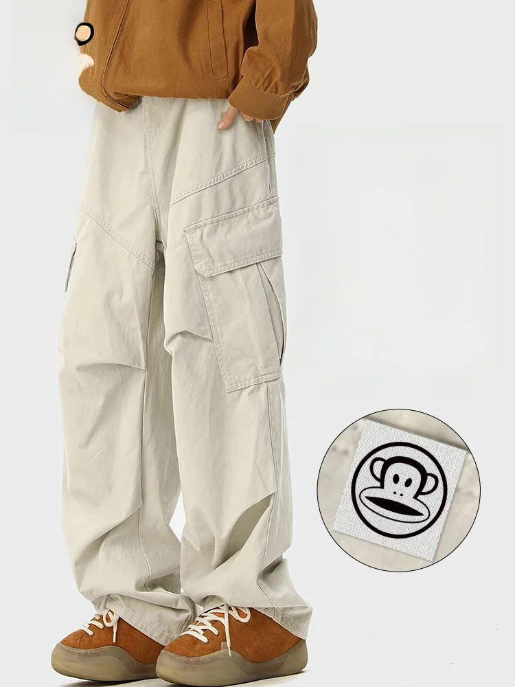 

Брюки Paul Frank из чистого хлопка, прямые, повседневные, в американском ретро-стиле, весна 2025, модный молодежный бренд