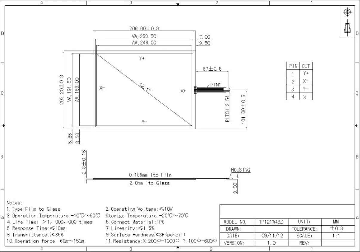 4:3 12-дюймовый в комплект входит USB-контроллер, 4-проводной резистивный сенсорный экран, сенсорная панель для ноутбука, Win7 Win10 Linux, совместимая