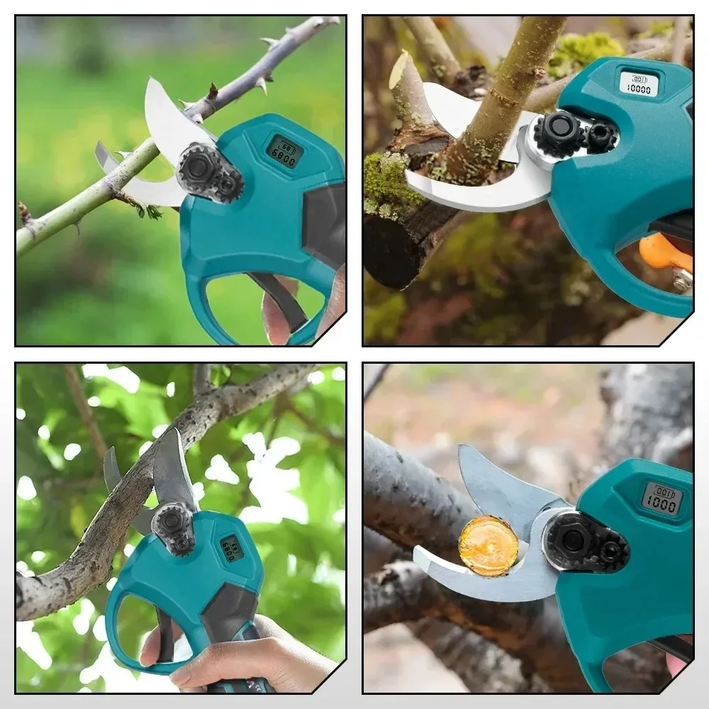 30mm Brushless Digital Display Electric Pruning Shears Garden Tool Pruner Cordless Electric Garden Scissors For Makita 18V