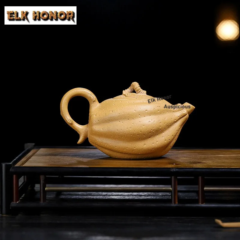 

210 мл Роскошные чайники из фиолетовой глины Исин ручной работы Будда Ручной горшок с необработанной рудой Чайник из грязи Китайский чайный сервиз Цзыша Украшения Подарок