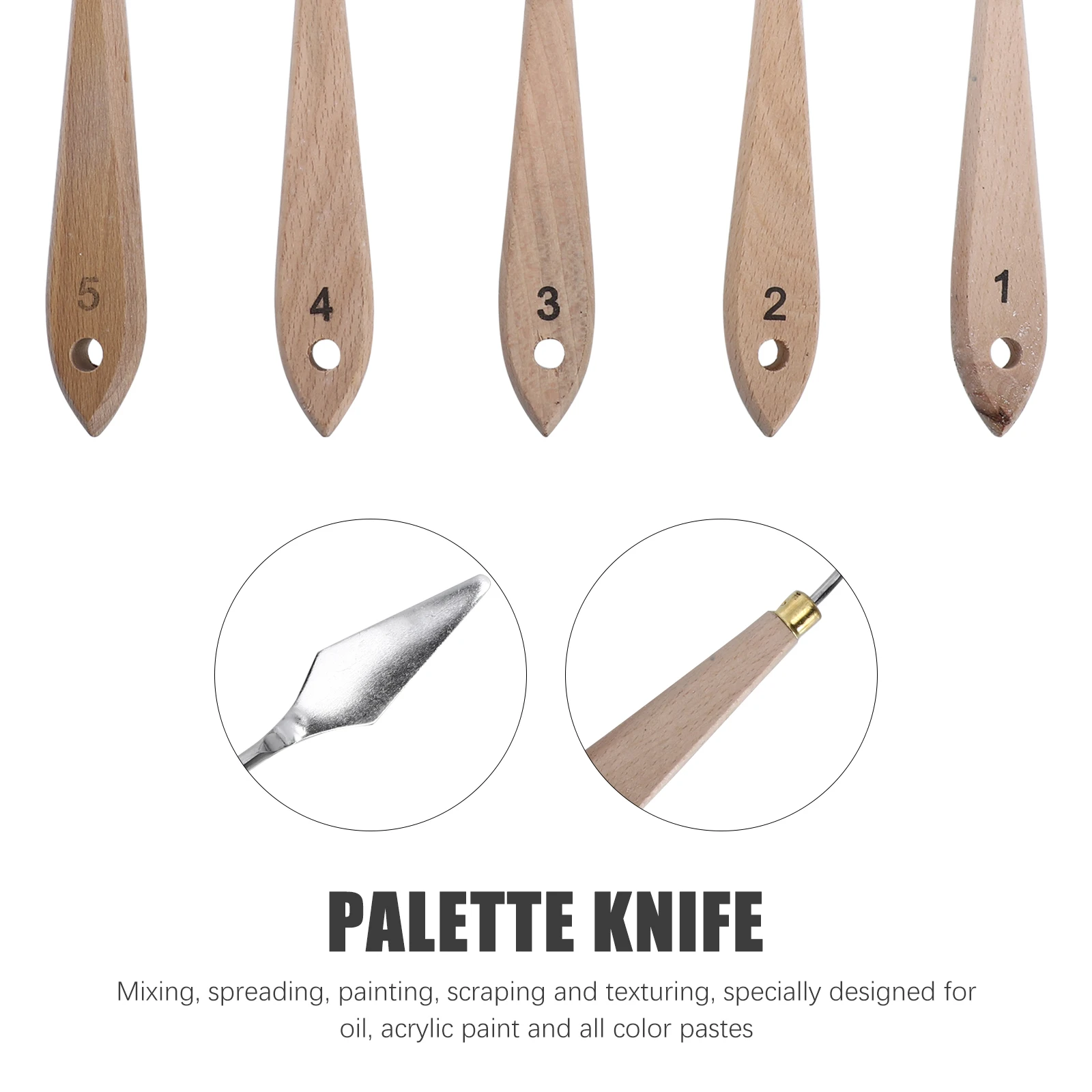 

10 Pcs Oil Painting Scraper Set Art Tool Knives Mixing Accessories Useful Wood Artist Handle