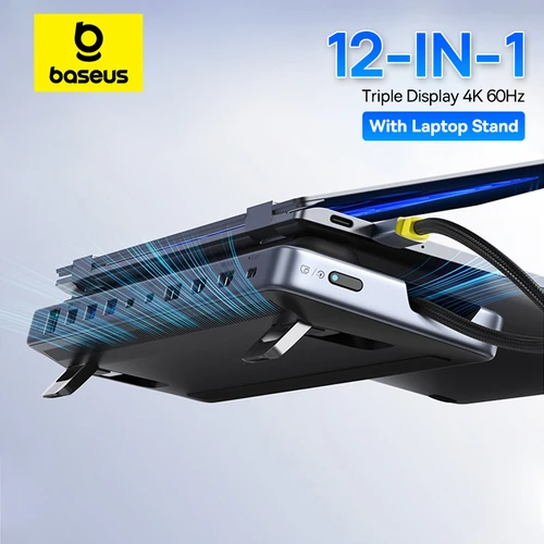 Baseus EH3 12 en 1 USB C Hub HDMI DP 4K 60Hz Triple pantalla 3,2 para MacBook Laptop PD 100W tipo C HUB con soporte estación de acoplamiento
