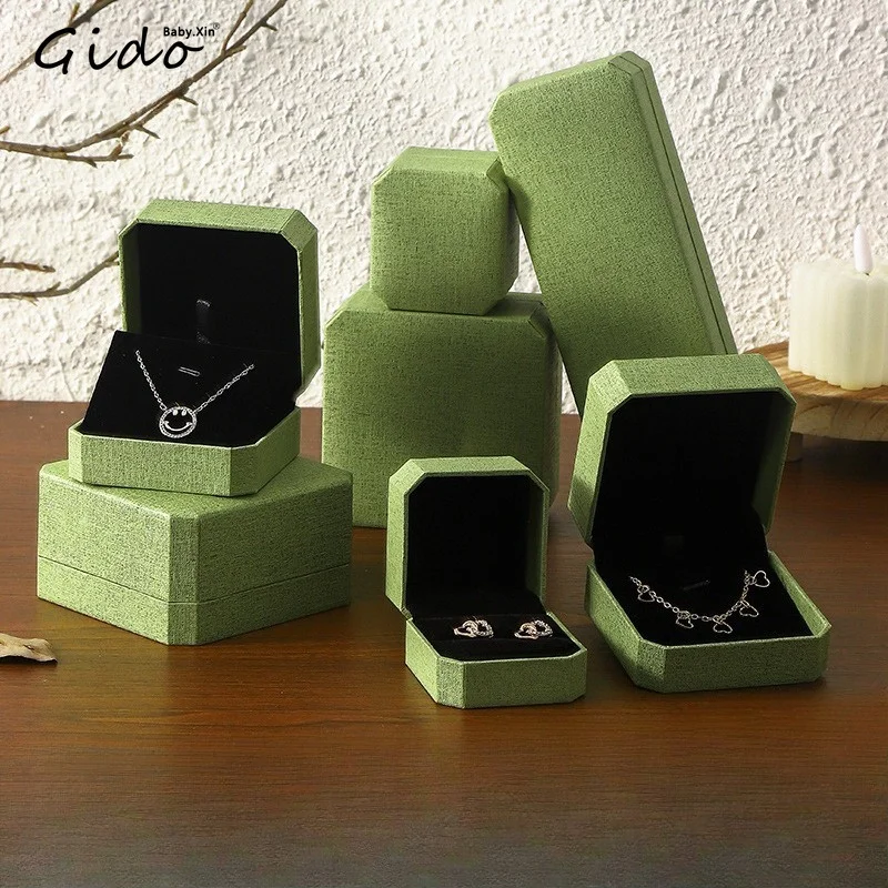 Octagon Fill Leather Paper Jewelry Box Luxury Velvet Liner Ring Pendant Bracelet Watch Gift Packaging Box For Jewelry Store
