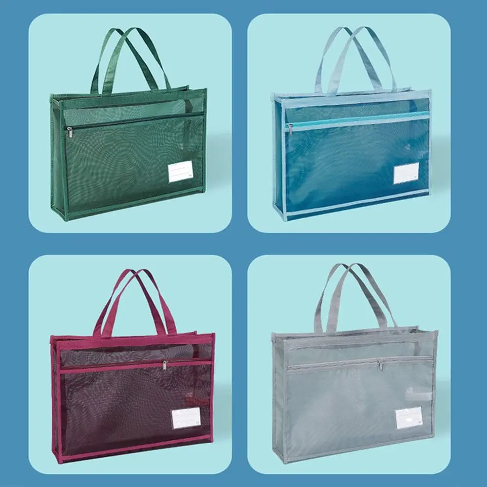 A3 Zipper Pouch Bag Creative Canvas Multi-layer File Organizer Waterproof Oxford Painting File Holder Artwork Storage Bag