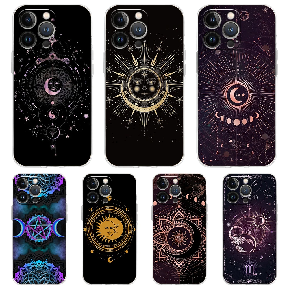 Witches Moon Tarot Mystery Totem Phone Cafor iPhone 15 14 13 12 Pro MaTransparent 11 Pro Ma7 8 Plus XS XR Silicon Shell