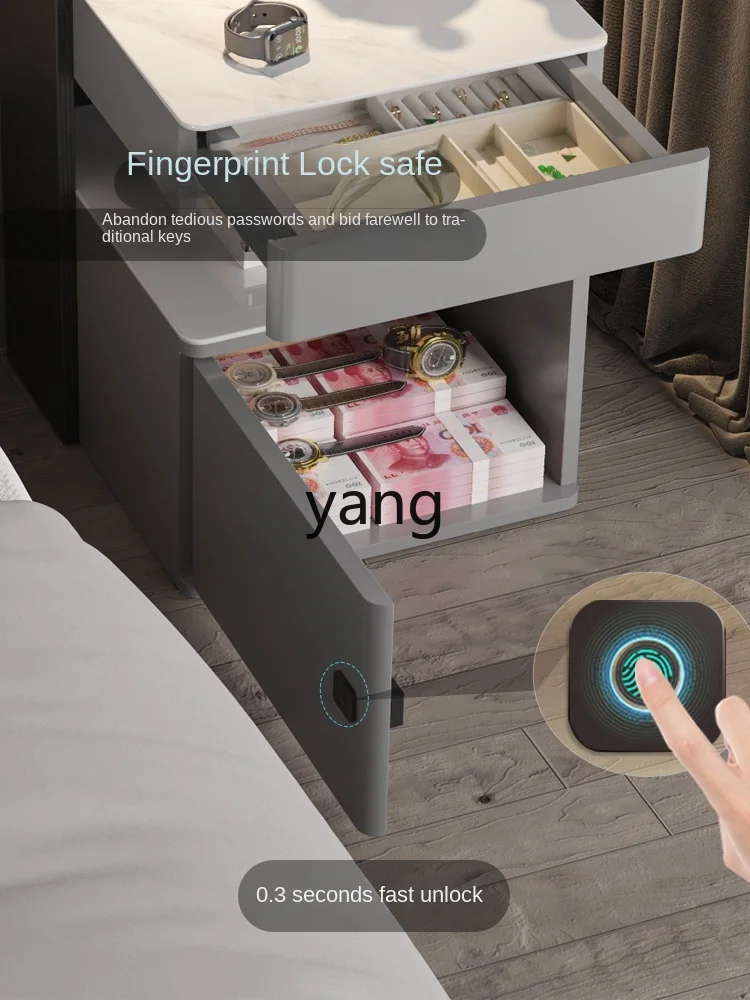 L'm'm Smart Bedside Table Fingerprint Lock Safe Box Integrated Home Anti-Theft Ultra Narrow Bedside Cabinet