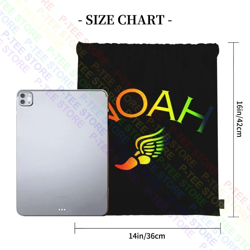 Noah Ny Winged Foot Rainbow Logo Drawstring Bags Gym Bag Vintage Softback Shopping Bag Bags For Travel