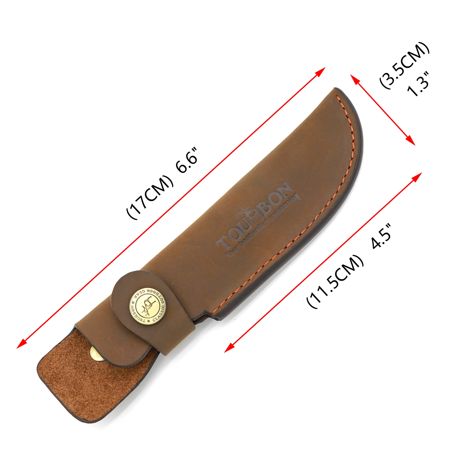 Tourbon Hunting Leather Knife Sheath Fixed Blade Knives Cover Scabbard with Button Closure Belt Slot Brown