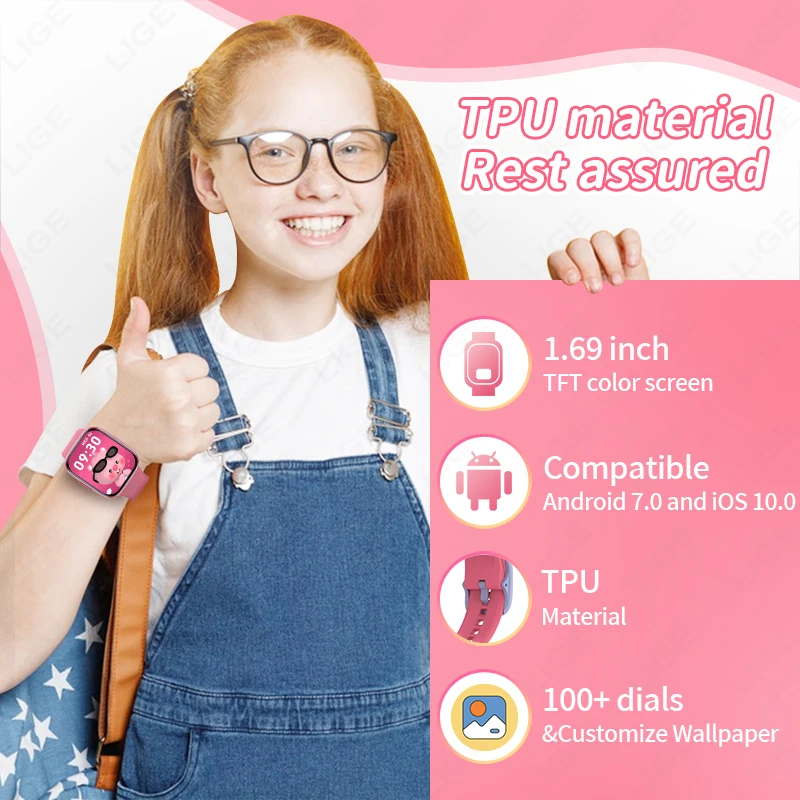 LIGE Smart Watch For Children Anti-lost Watches Child Sport Fitness Location Tracker Heart Rate Monitor Boy Girl Kids Smartwatch