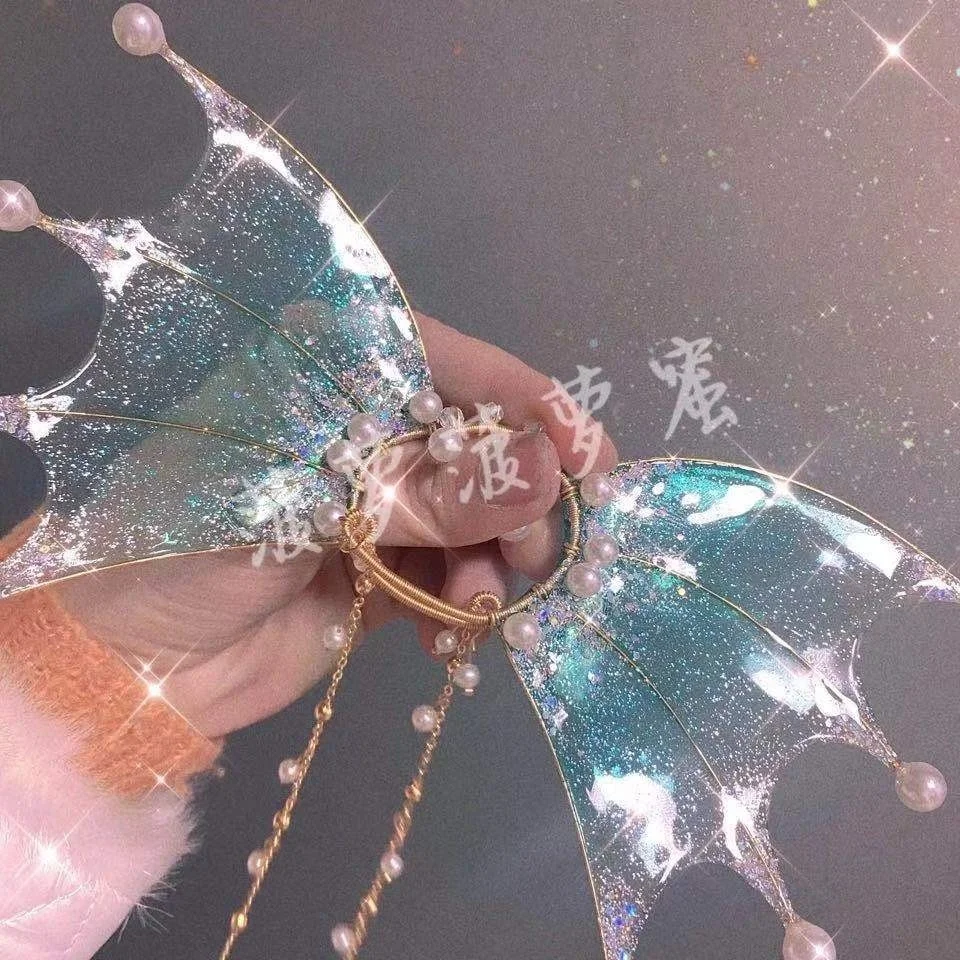 

Серьги ручной работы Xishi Youlong Qingying для косплея, головной убор с ушками русалки, аксессуары для волос, реквизит для фотостудии для матери