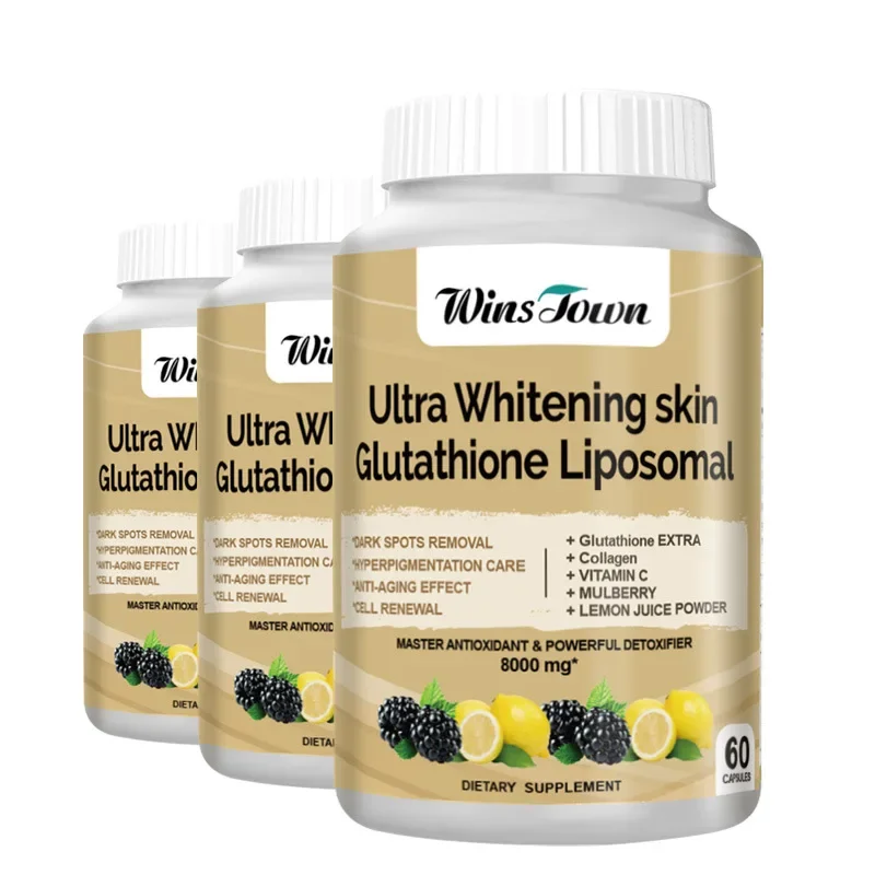 60 Pcs Ultra Whitening Skin Glutathione Liposomal Capsule 8000mg and lightens spots