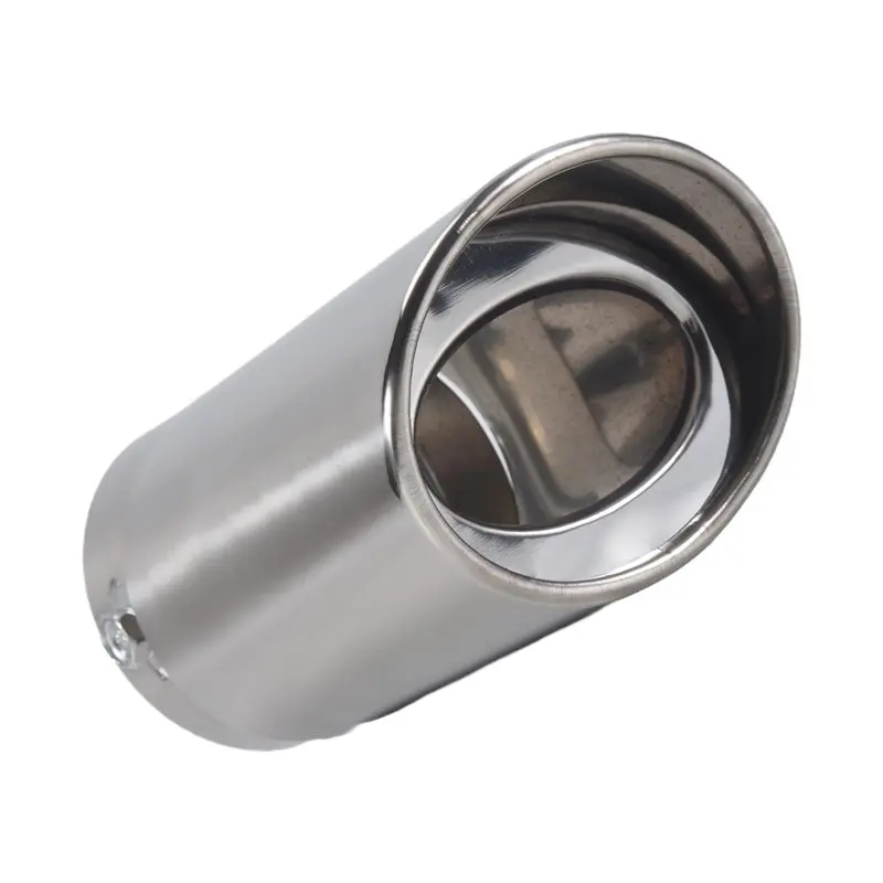 1 Piece Car Exhaust Tip, Car Exhaust Pipe Modification Tail Throat Tail Pipe Universal Stainless Steel (Silver)-AU62