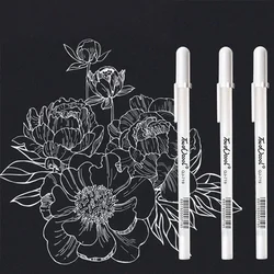 10 Pieces/Set 0.8mm Oil White Art Marker Pen Large Capacity Sketching Drawing Graffiti Waterproof Highlight Gel Pens